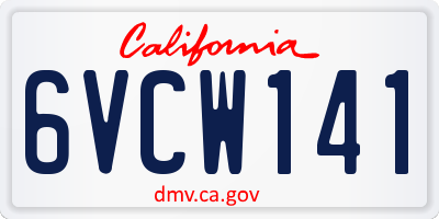 CA license plate 6VCW141