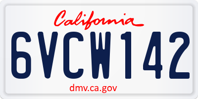 CA license plate 6VCW142