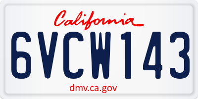 CA license plate 6VCW143