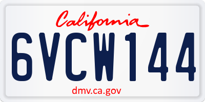 CA license plate 6VCW144