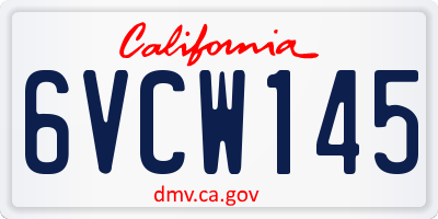 CA license plate 6VCW145