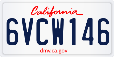 CA license plate 6VCW146