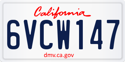 CA license plate 6VCW147