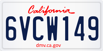 CA license plate 6VCW149