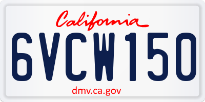 CA license plate 6VCW150