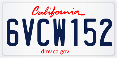 CA license plate 6VCW152