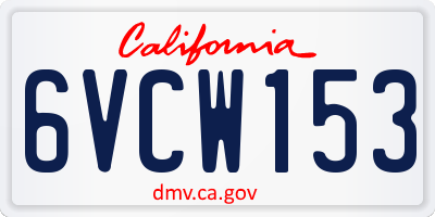 CA license plate 6VCW153
