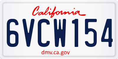CA license plate 6VCW154