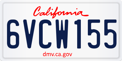 CA license plate 6VCW155