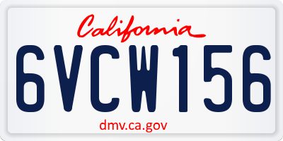 CA license plate 6VCW156