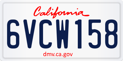 CA license plate 6VCW158