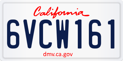 CA license plate 6VCW161
