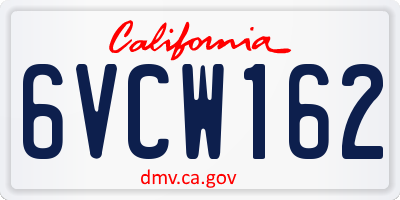 CA license plate 6VCW162