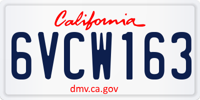 CA license plate 6VCW163