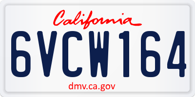 CA license plate 6VCW164