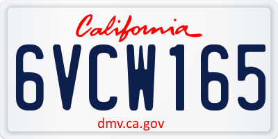 CA license plate 6VCW165