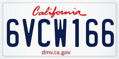 CA license plate 6VCW166