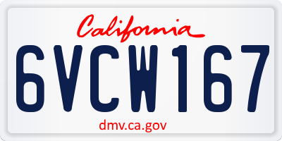 CA license plate 6VCW167