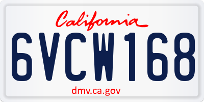 CA license plate 6VCW168