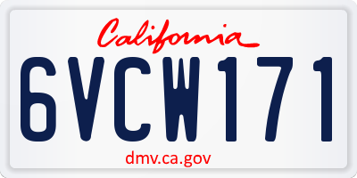 CA license plate 6VCW171