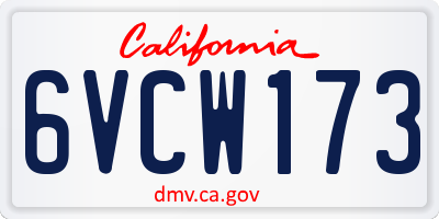 CA license plate 6VCW173