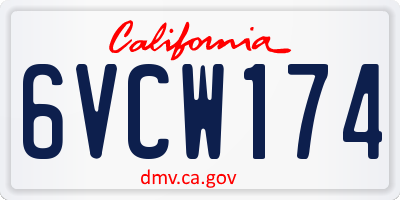 CA license plate 6VCW174