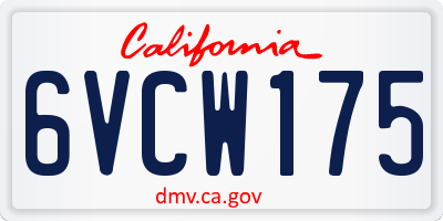 CA license plate 6VCW175
