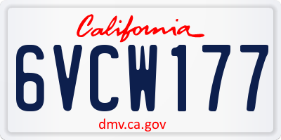 CA license plate 6VCW177