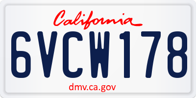 CA license plate 6VCW178