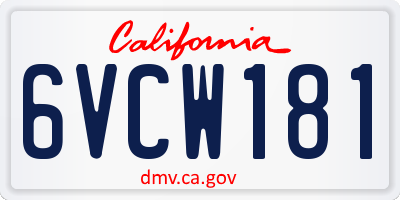 CA license plate 6VCW181