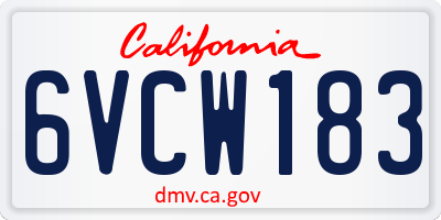 CA license plate 6VCW183