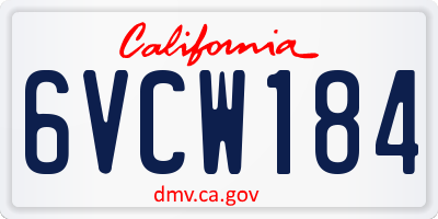 CA license plate 6VCW184