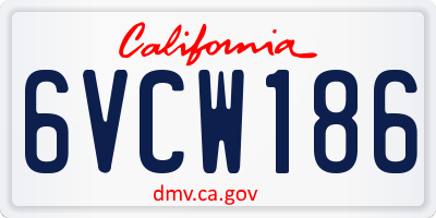 CA license plate 6VCW186