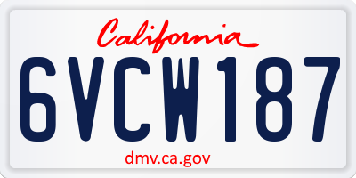 CA license plate 6VCW187