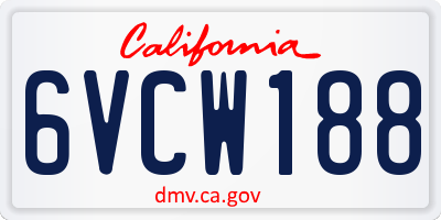 CA license plate 6VCW188