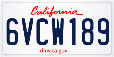 CA license plate 6VCW189
