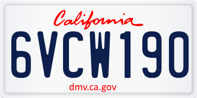 CA license plate 6VCW190