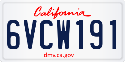 CA license plate 6VCW191
