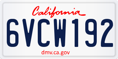 CA license plate 6VCW192