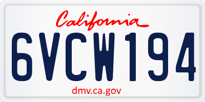 CA license plate 6VCW194