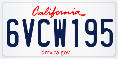 CA license plate 6VCW195