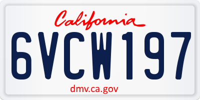 CA license plate 6VCW197