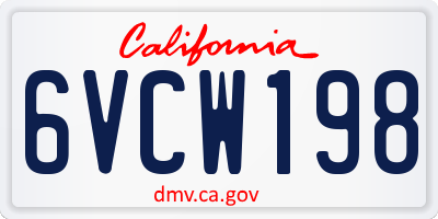 CA license plate 6VCW198
