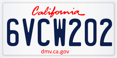 CA license plate 6VCW202