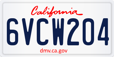 CA license plate 6VCW204