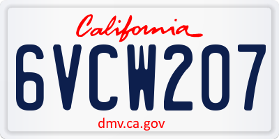 CA license plate 6VCW207
