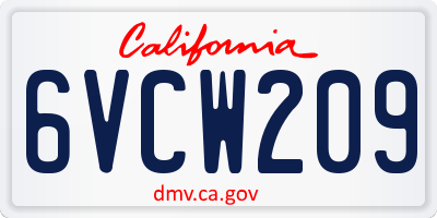 CA license plate 6VCW209
