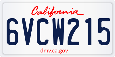 CA license plate 6VCW215