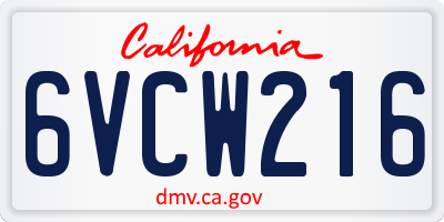 CA license plate 6VCW216