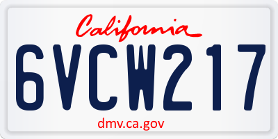 CA license plate 6VCW217